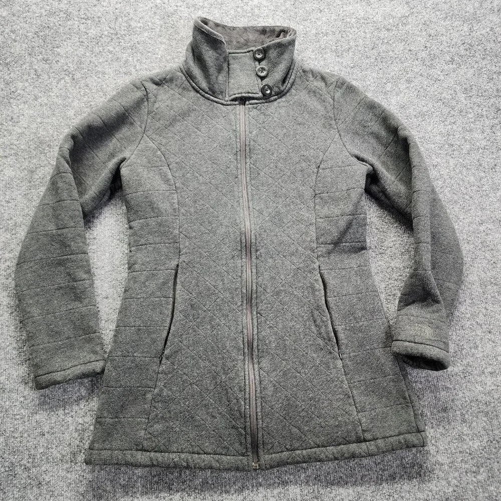 The North Face Womens M Caroluna Jacket-Plush Fleece Quilt Lined Heather‎ Gray